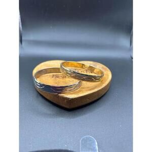 Monet etched bangle bracelets gold plated silver plated vintage 60s